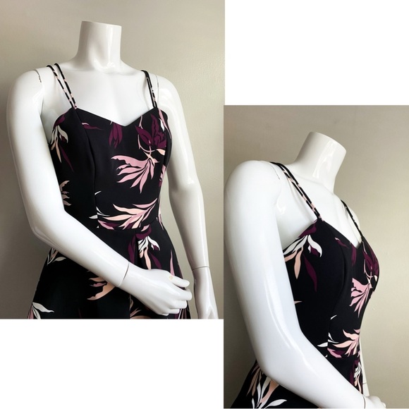 ANTHROPOLOGIE KEEPSAKE The Label Black Pink Black Fit Flare Fiction Dress Floral - Picture 8 of 10